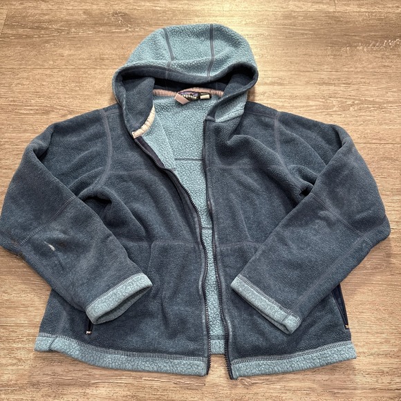Patagonia Jackets & Blazers - Vintage Patagonia Hoodie Womens Small Blue Thick Fleece Made in USA Sherpa